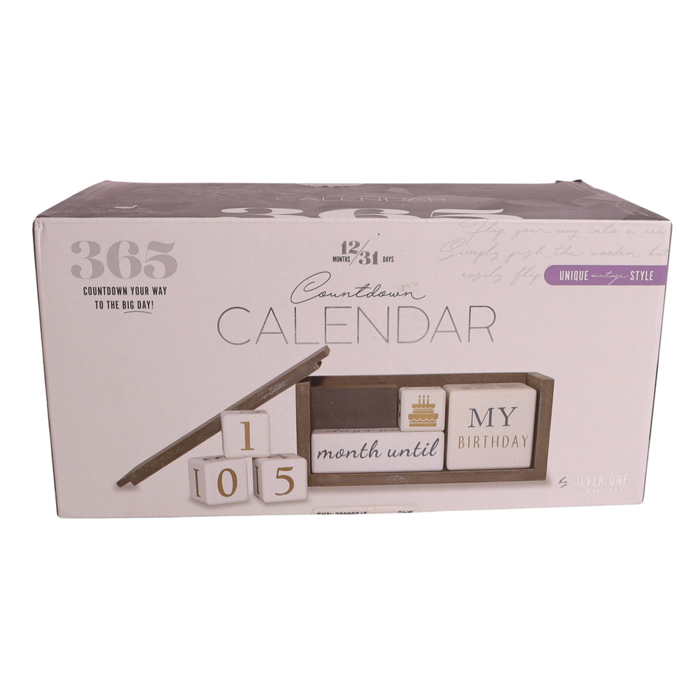 365 Countdown Calendar Wooden Blocks 7 Piece Set 12 Months 31 Days - Sealed